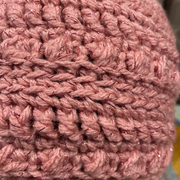 Handmade Crochet Hat Beanie -XL/L - Pink/Pink Sparkly - Pretty in Barbie Pink! - Picture 7 of 9